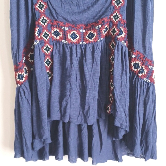 Free People Embroidered Hi-Lo Mini Dress in Size Small - Picture 3 of 8